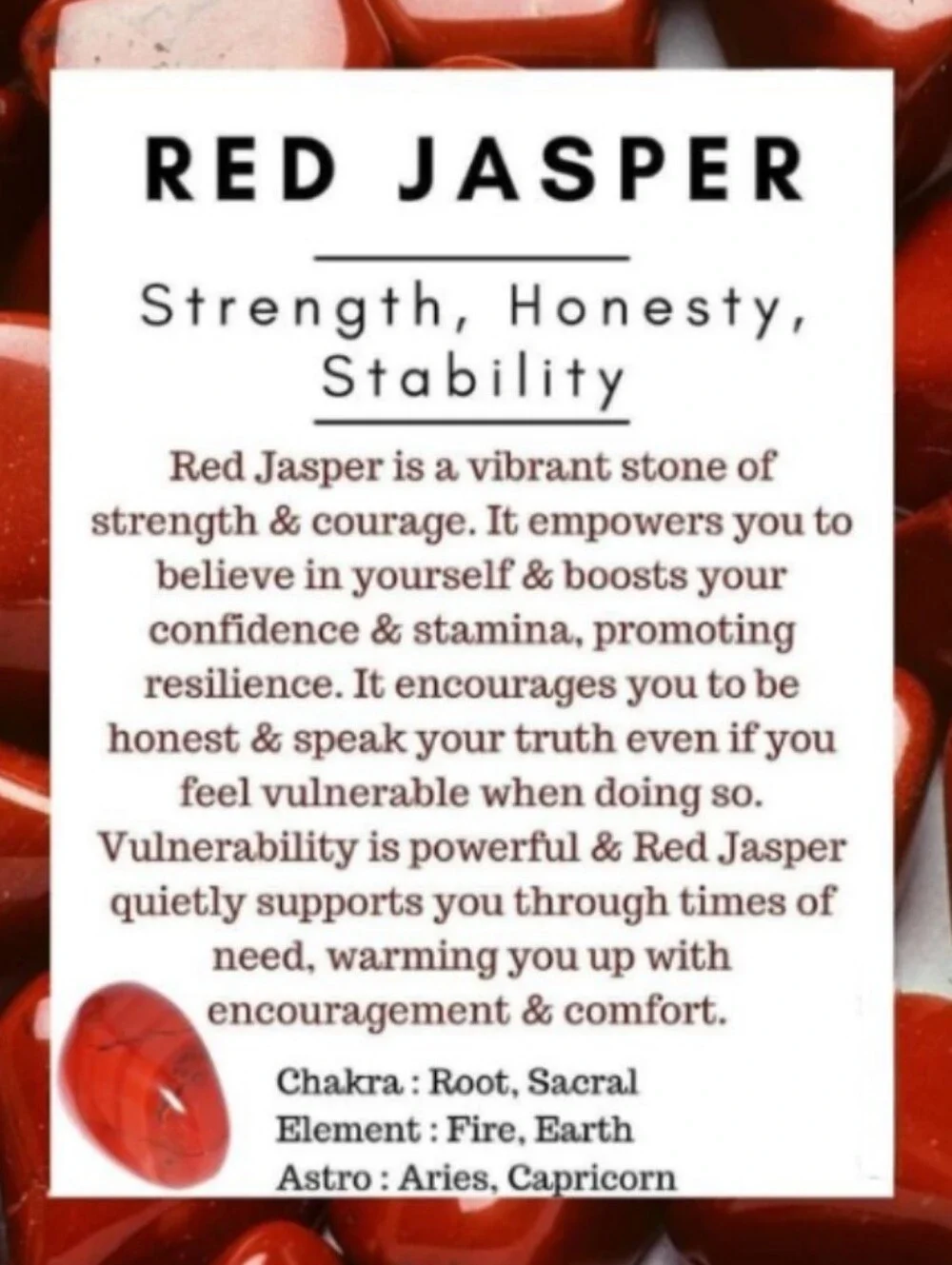 Handmade red jasper